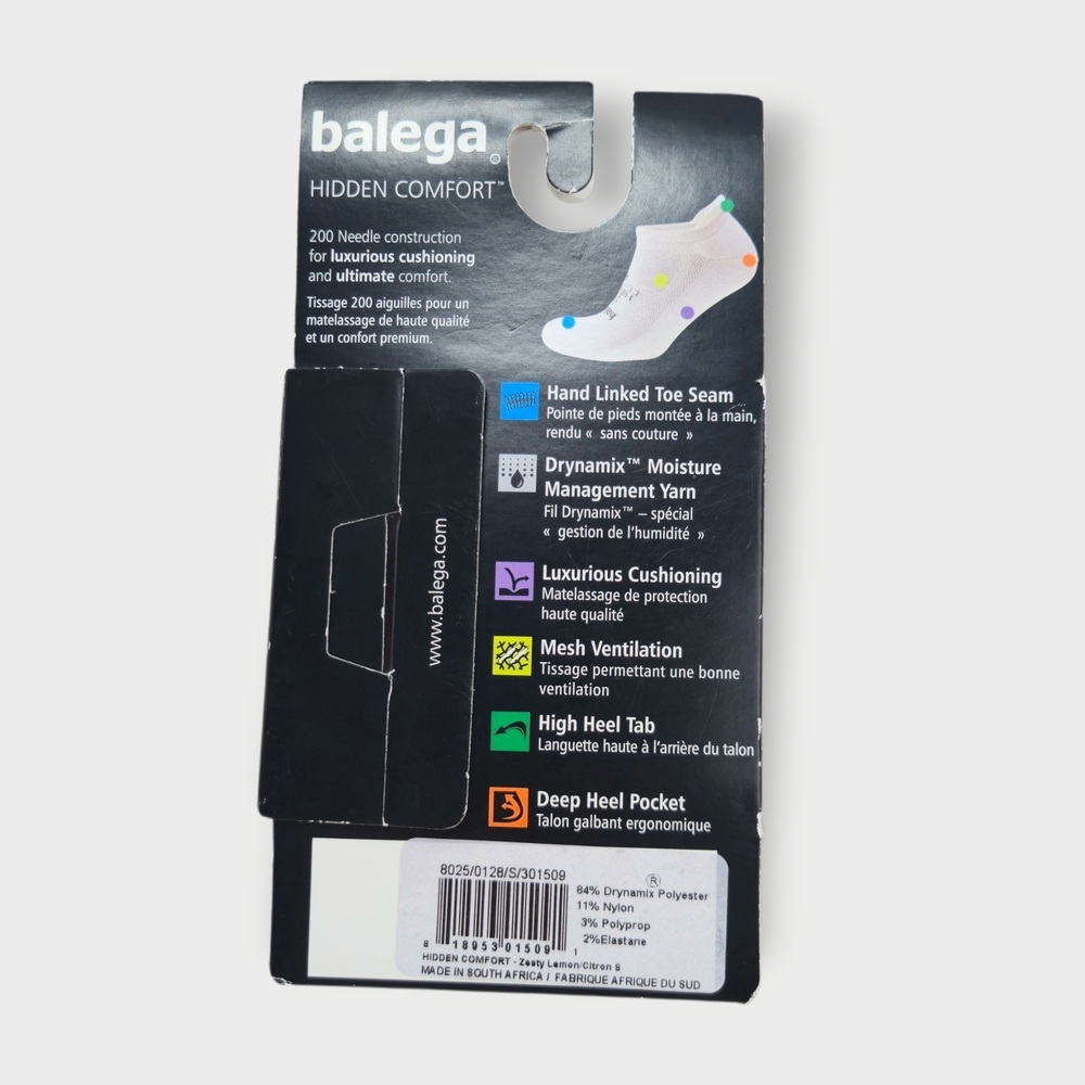 Balega Hidden Comfort No Show Tab S (Unisex) Citrus Zesty Color Lemon - Picture 2 of 5